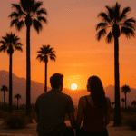 A couple enjoying a sunset view in Palm Springs