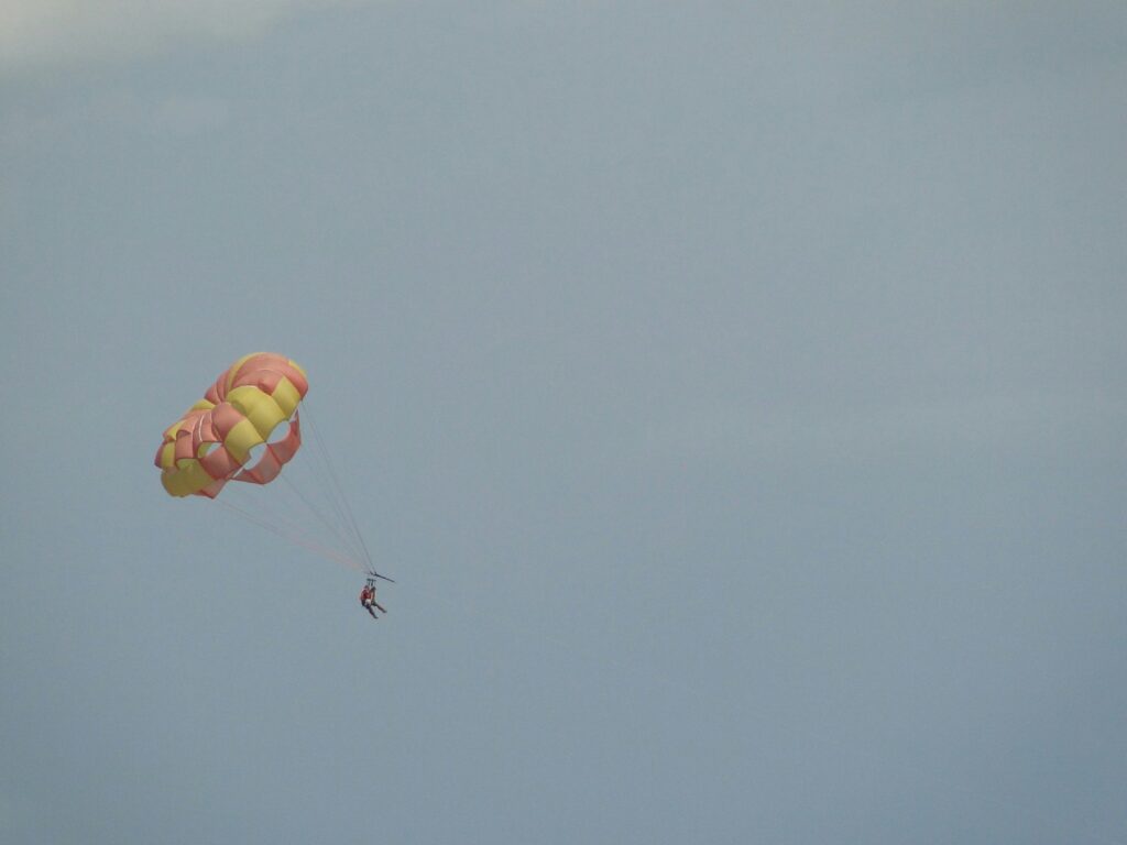 Couple enjoying a hot air balloon ride over Palm Springs